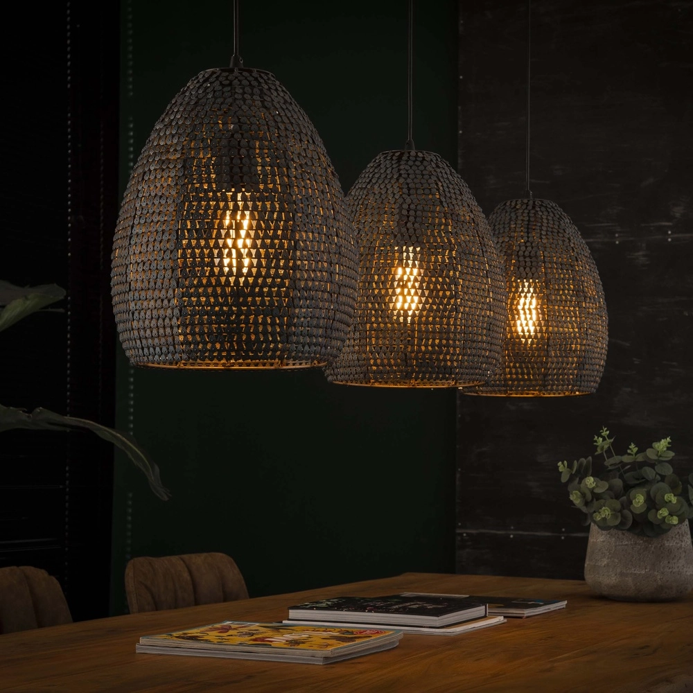 Scale look pendant lamp Armor 3x Ø 26cm