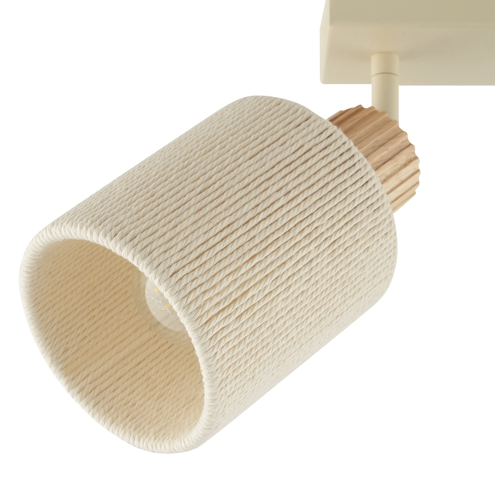 Ceiling lamp Arlo sand brown with wood 2-lights