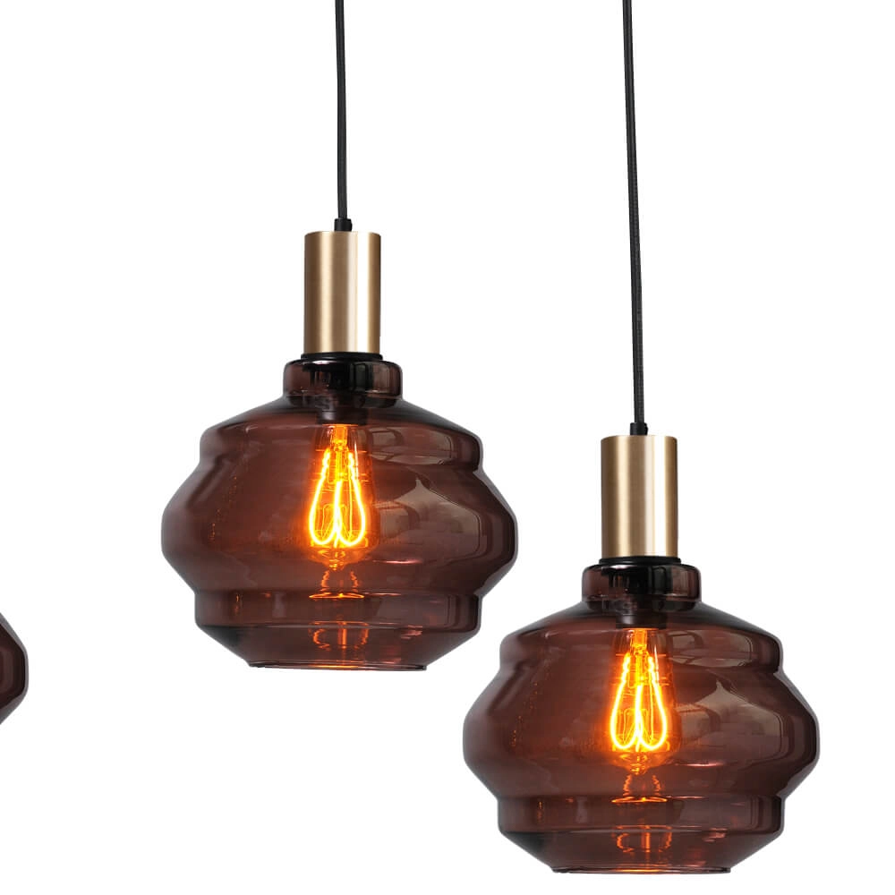 6-light hanging lamp - gold - Porto with Ball red glasses Masterlight 8718121270449