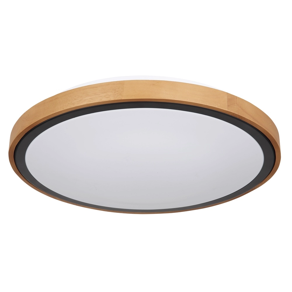 Ceiling lamp Bruno Ø 43.7 black with wood Globo 9007371436484