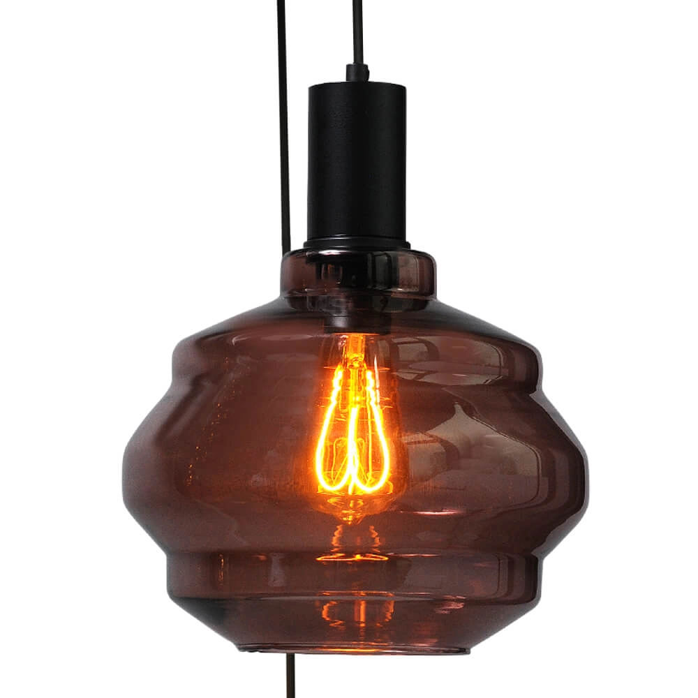 5-light loft hanging lamp - black - Porto with Ball red glasses - Ø 24cm Masterlight 8718121270999