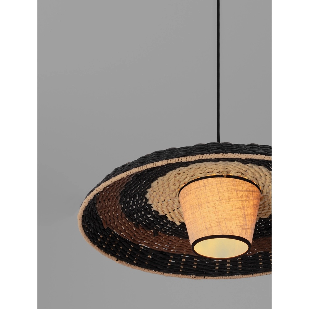 Pendant lamp Capa black with rattan Lyora 5212017452917