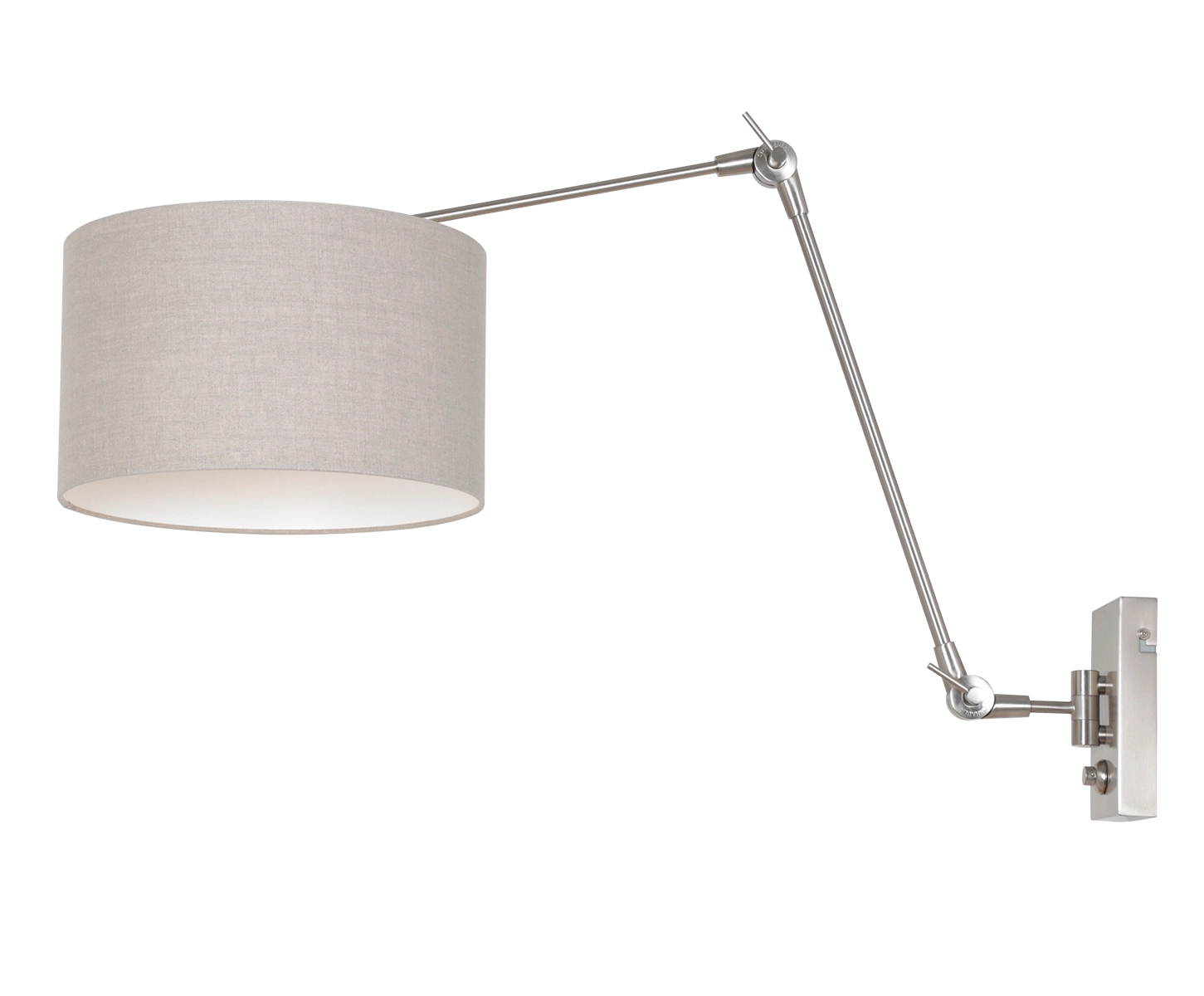 Wall Reading Lamp Prestige Chic Stainless steel with 30cm taupe lampshade Steinhauer 8712746145779