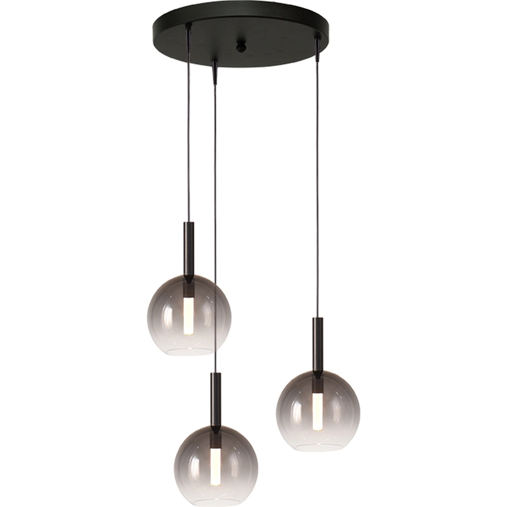 3L vide pendant lamp Lido Ball with Ø 17cm smoke-fading glass