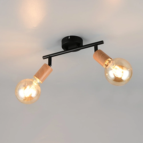 Ceiling lamp Lamego Double black with wood
