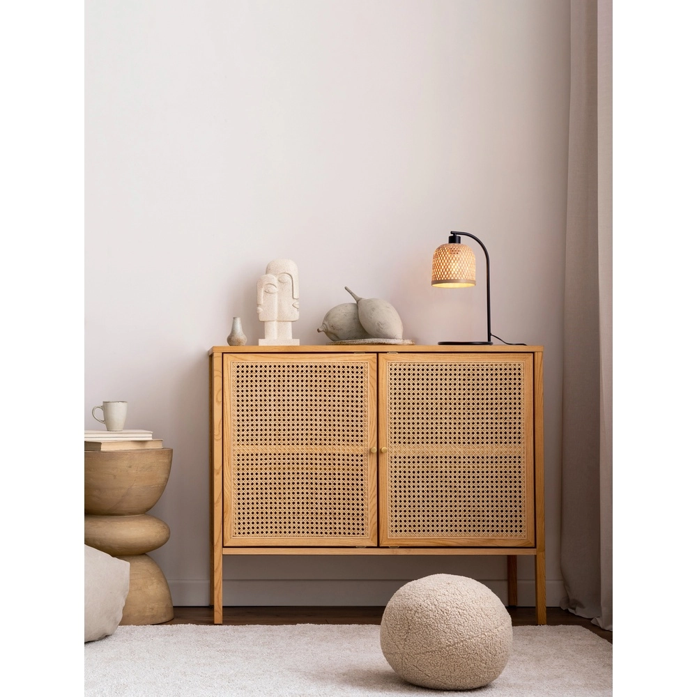 Table lamp Intra black with bamboo cap Lyora 5212017454805
