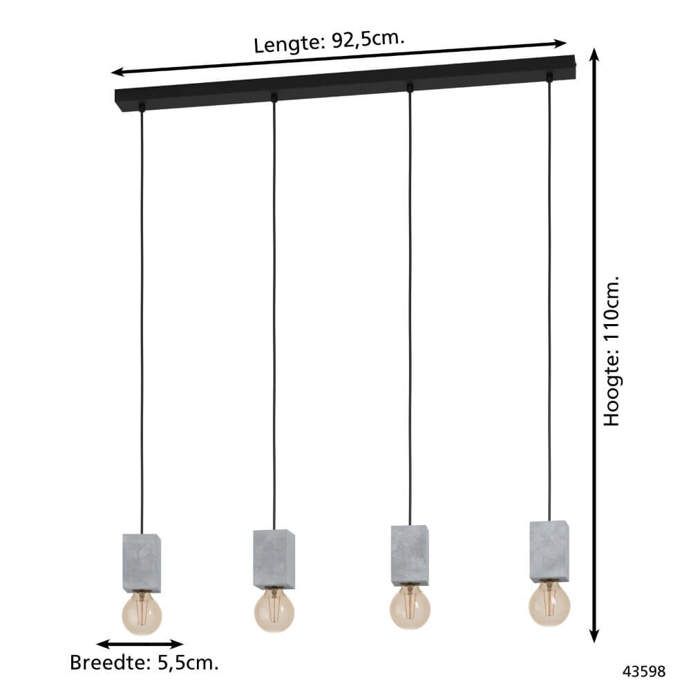 Concrete look dining table lamp Prestwick 3 Eglo 9002759435981