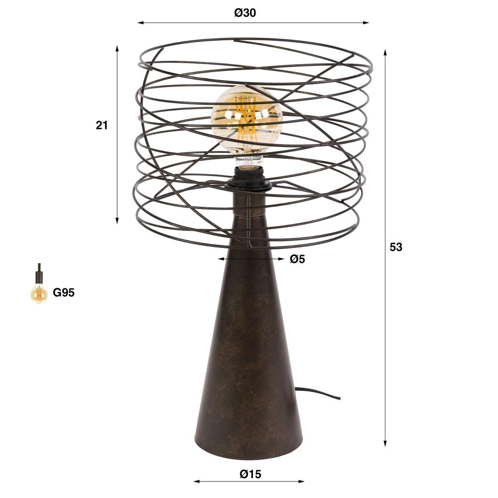 Urban brown table lamp Curl with wire cap Lyora 8716803512511