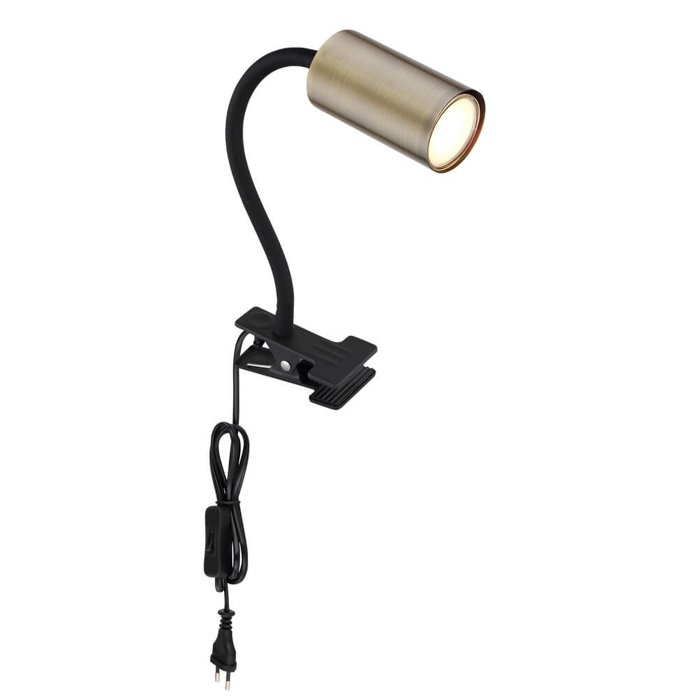 Black clamp lamp Robby with brass