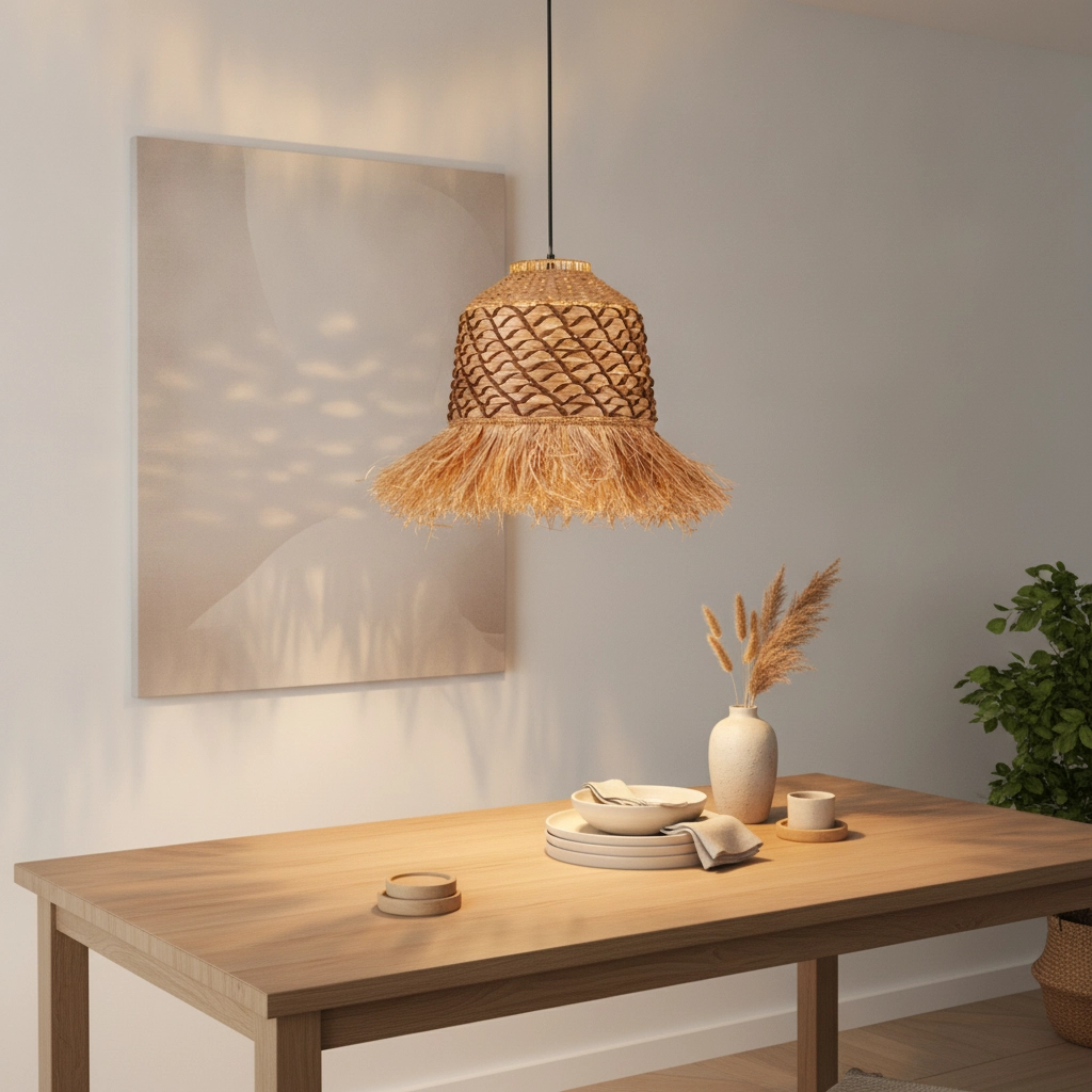 Straw lamp Sorello brown