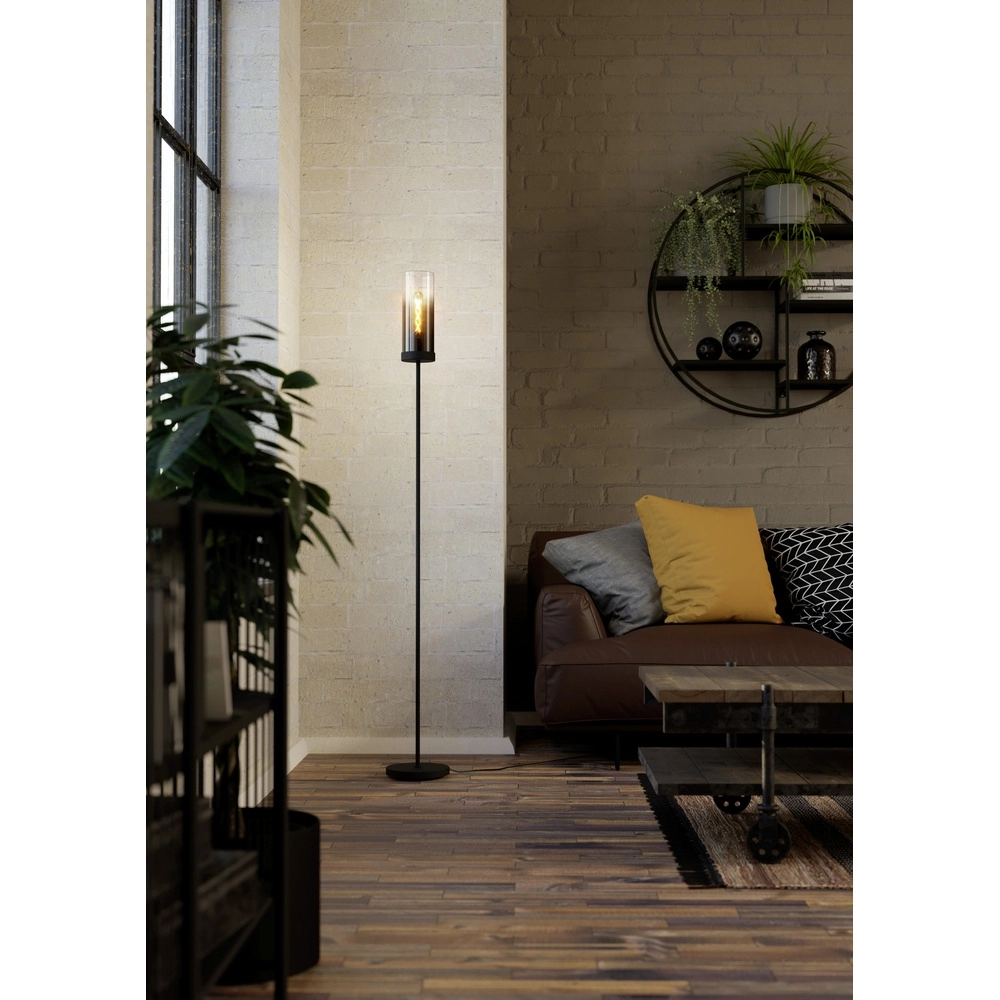 Black floor lamp Toothill with smoke glass Eglo 9002759440046