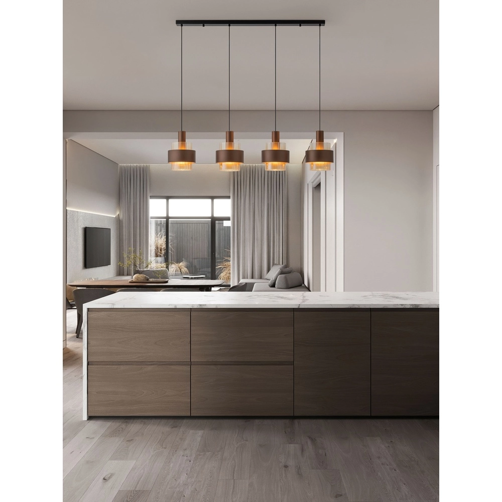 Modern pendant lamp Serena 4-light coffee brown