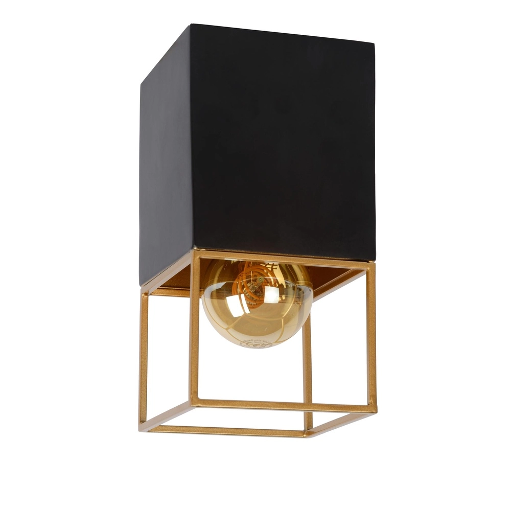 Sleek ceiling lamp Rixt Single black with gold