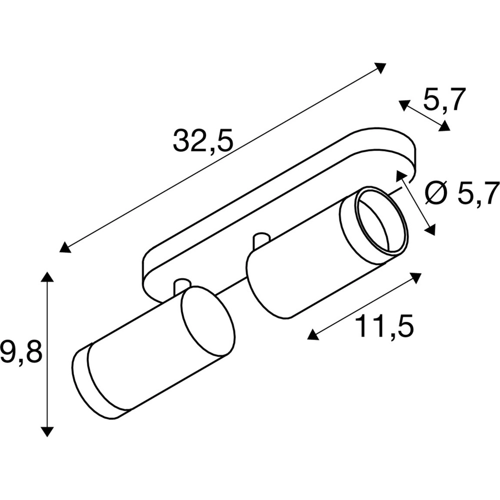 Surface-mounted spot Grip! L 2-light gold with black ring SLV 4024163304375