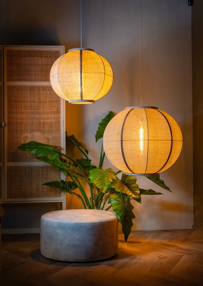 Japandi pendant lamp Fabric sand-coloured Ø 48cm ETH 8720195309048