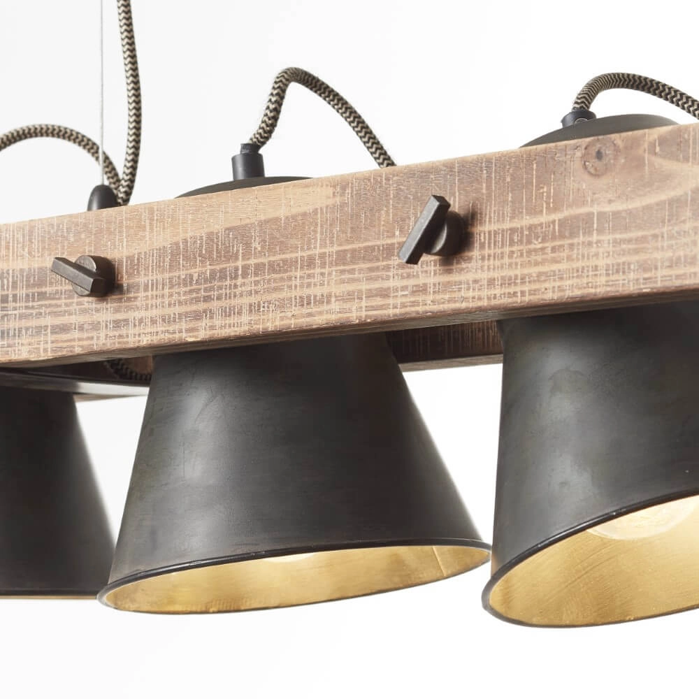5-light pendant lamp Decca black with brown Brilliant 4004353361494