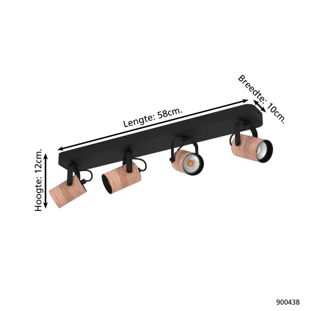 4-light ceiling spotlight Cayuca rural Eglo 9008606240005