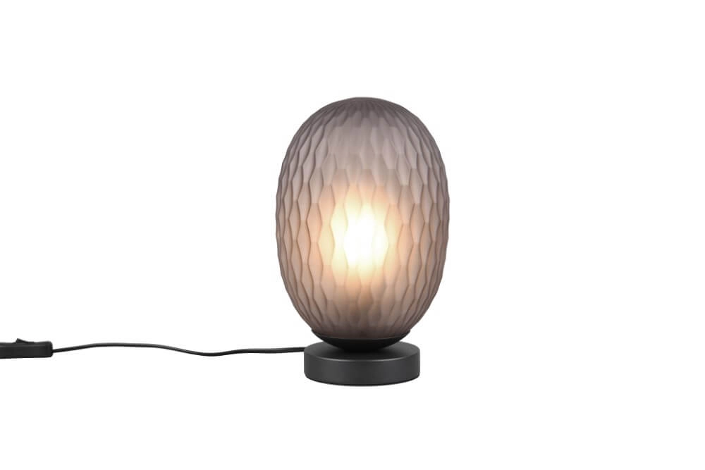 Table lamp Facette with ribbed smoke glass Trio 4017807616859