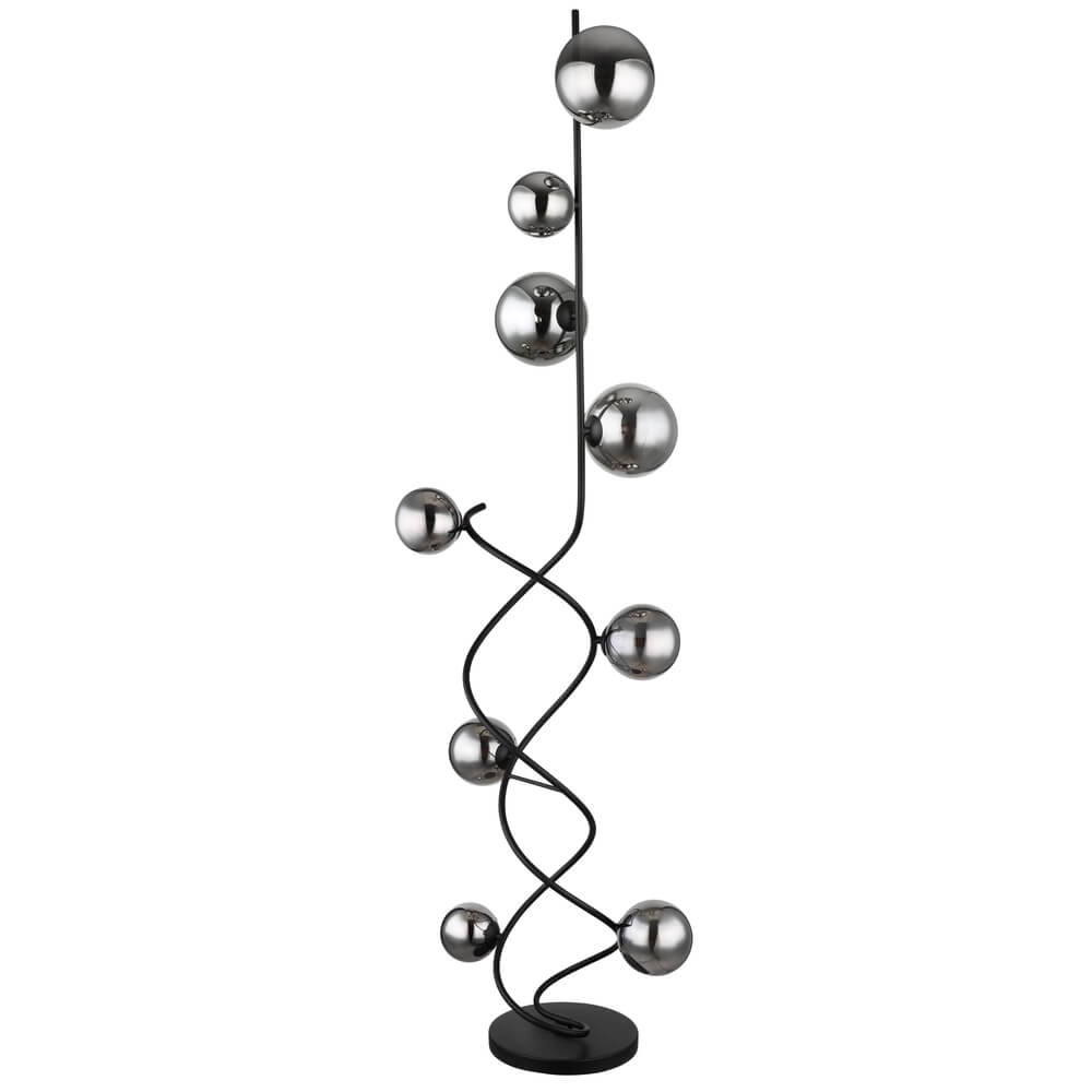 Black floor lamp Riha 9-light Globo 9007371445806