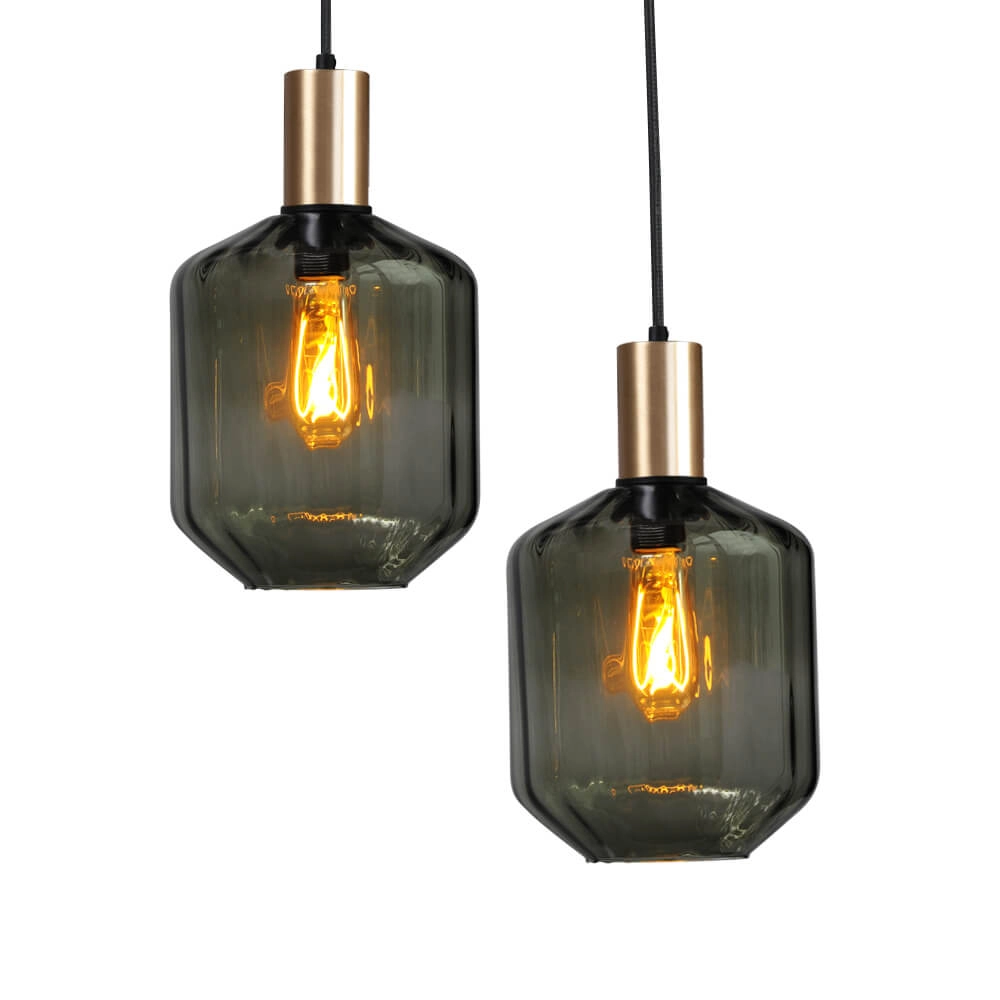 6-light hanging lamp - gold - Porto with Jagger green lenses Masterlight 8718121270562