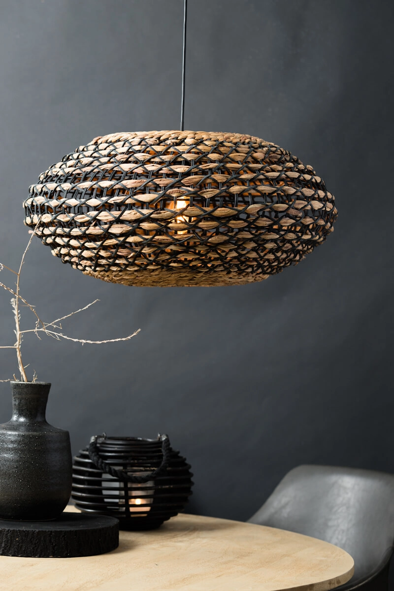 Braided pendant lamp Tripoli with black Ø 60cm