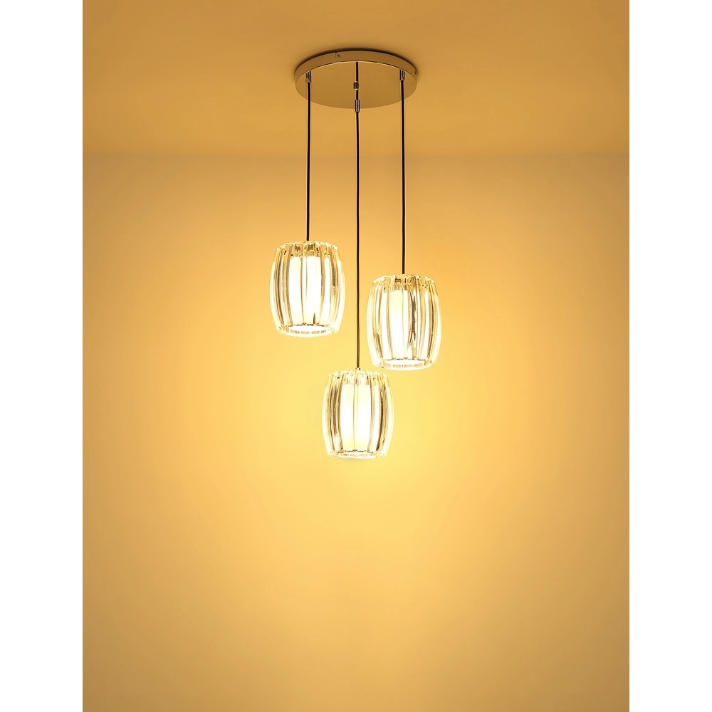 3-light pendant lamp Maribel chrome round Globo 9007371580101