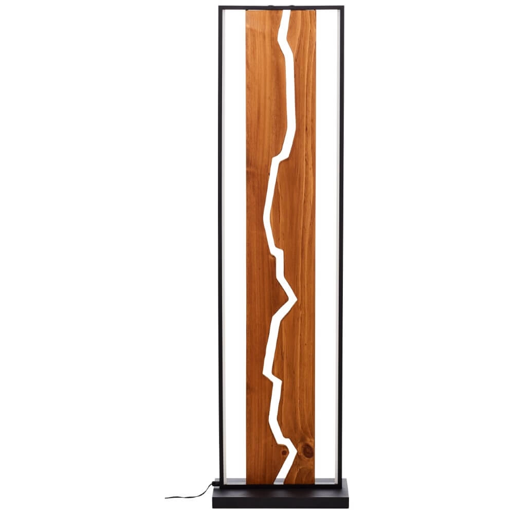 Design floor lamp Thunder black with wood Brilliant 4004353435249