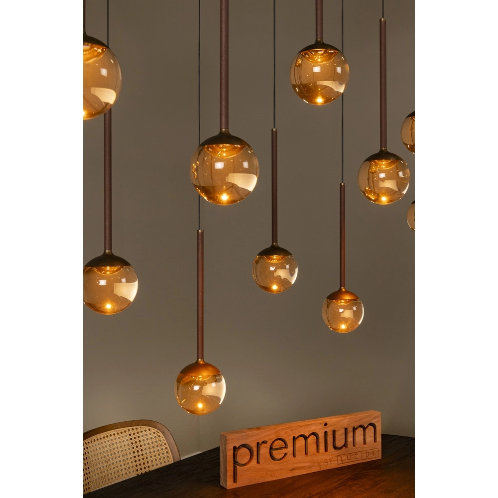 Oval pendant lamp Calina 12-light with amber spheres Premium by Lucide 5411212242068
