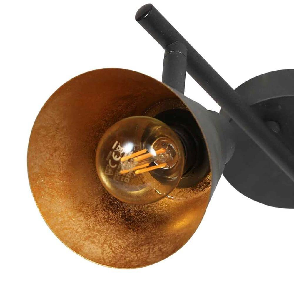 Ceiling lamp Oeroe black with gold 2-lights Steinhauer 8712746176339