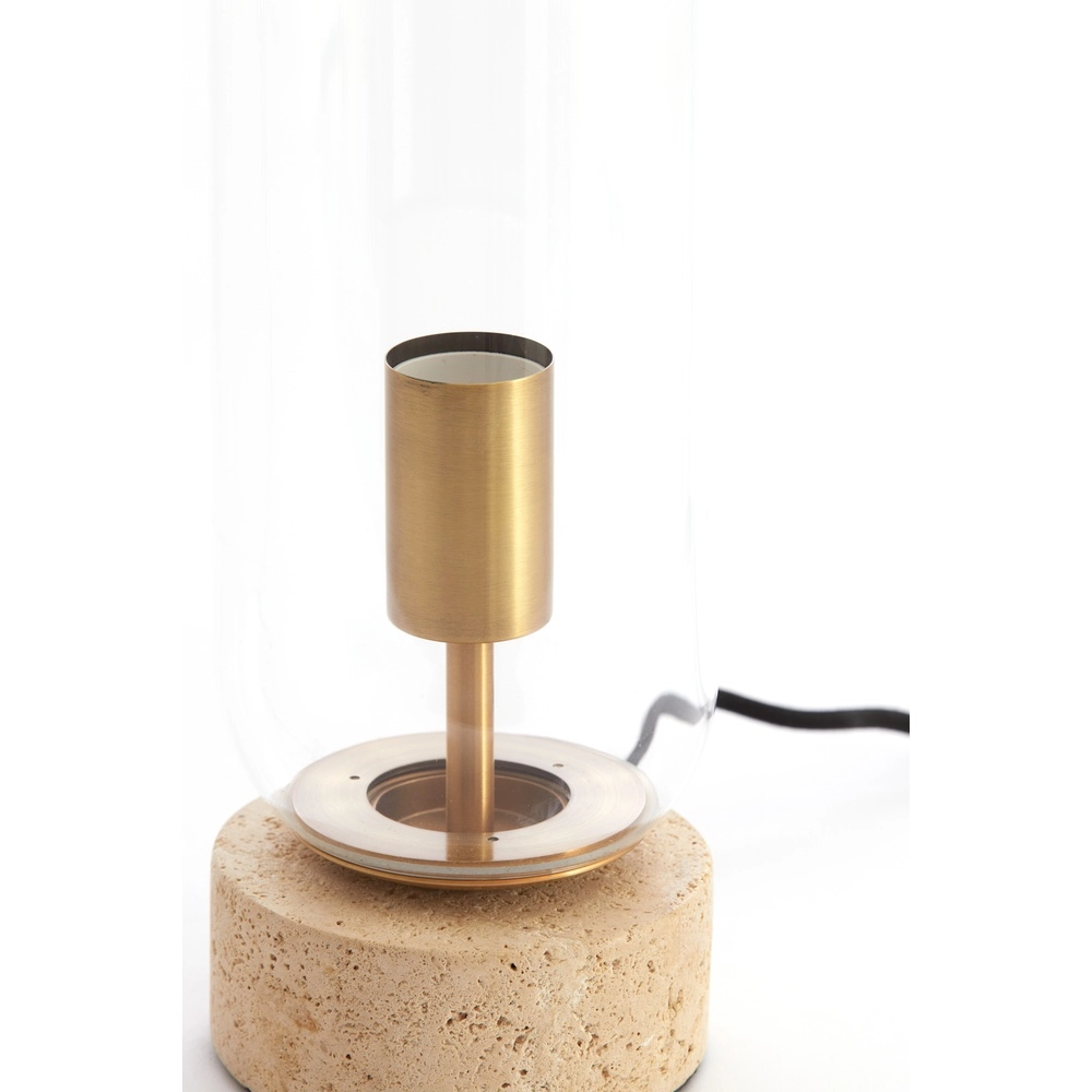 Glass table lamp Rylano 35cm - with travertine Light & Living 8717807730673