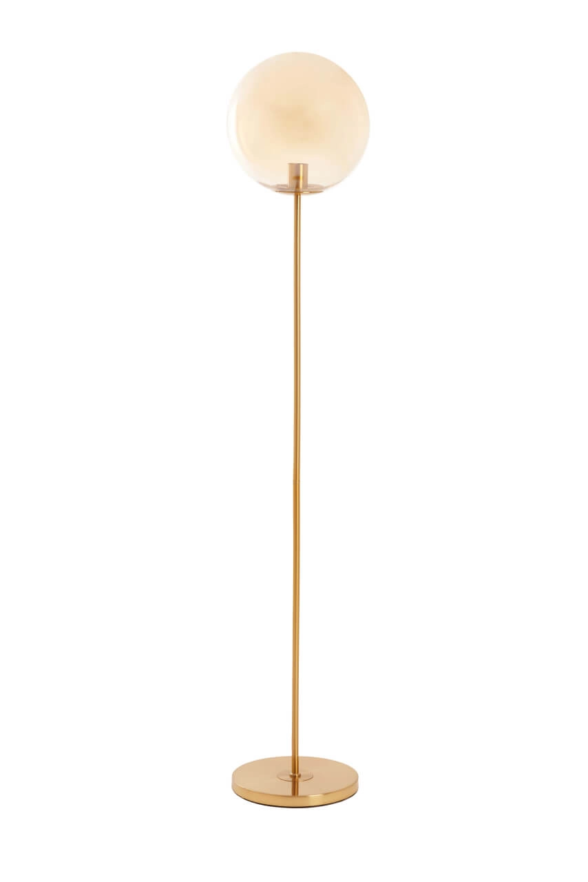 Golden floor lamp Medina with amber glass Light & Living 8717807696986