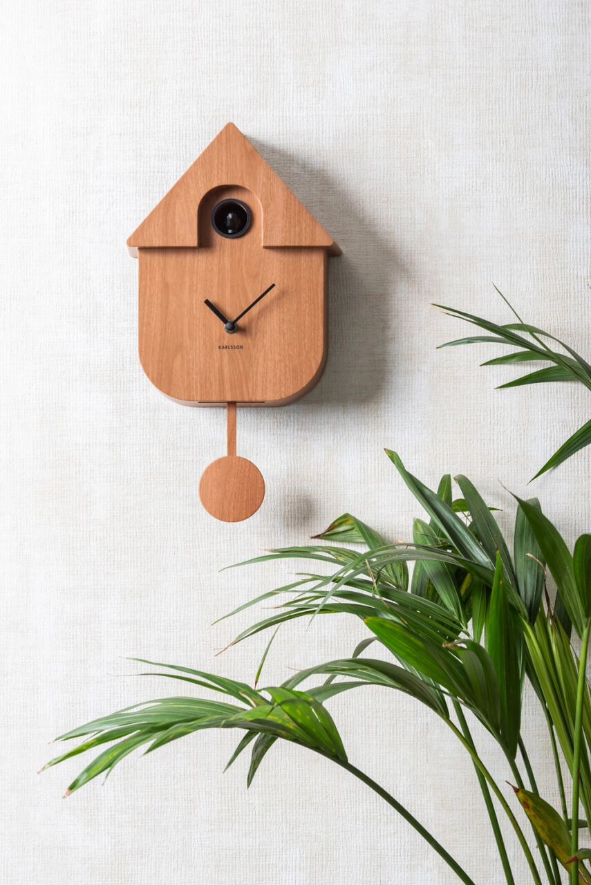 Wall Clock Modern Cuckoo dark wood Karlsson 8714302734175
