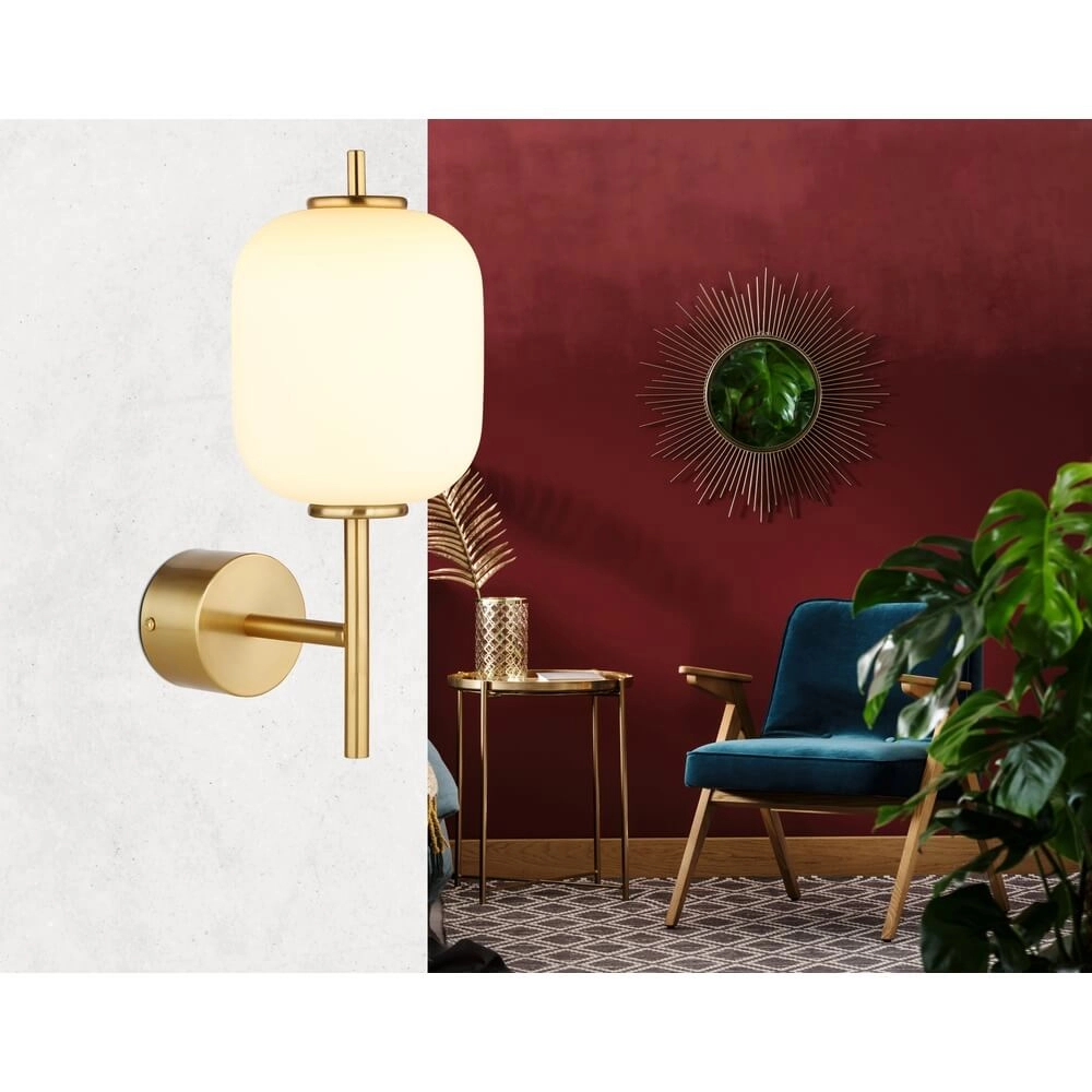 Gold wall lamp Ewald white glass Globo 9007371455584