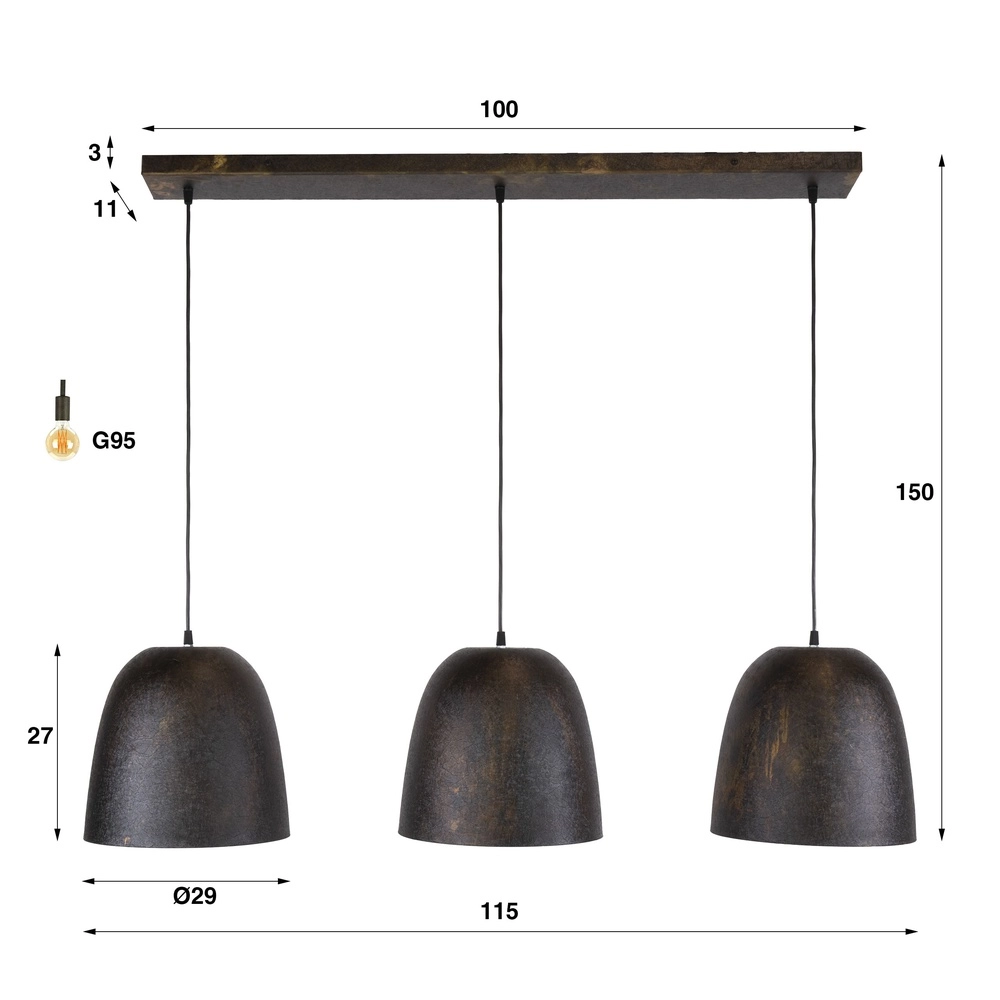 Industrial office lamp Nova 3-light Lyora 8716803511507