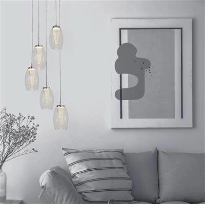 5-light vide pendant lamp Cyclone grey Searchlight 5053423174440