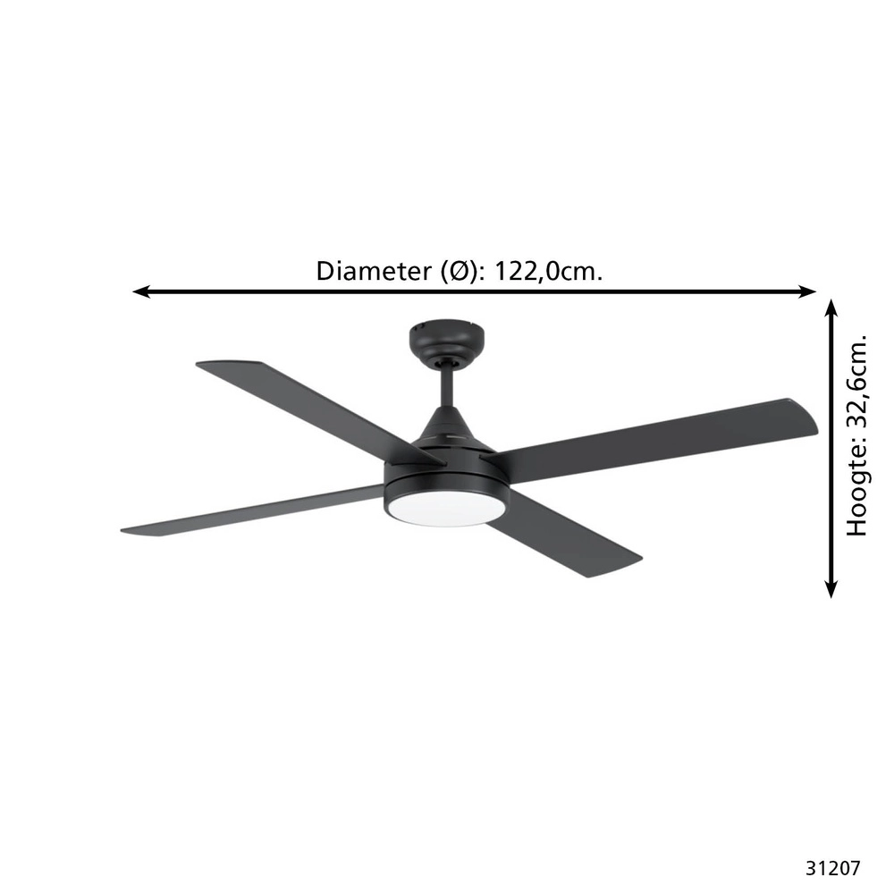 Ceiling fan Trinidad with lamp - Ø 122cm Eglo 9002759312077