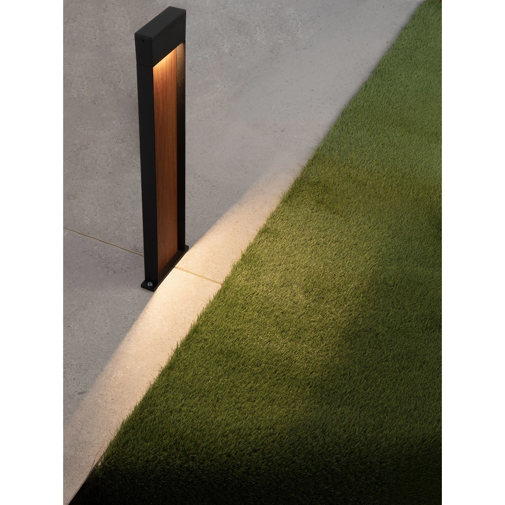 Design garden lamp Noray black with wood 78cm - 2700K