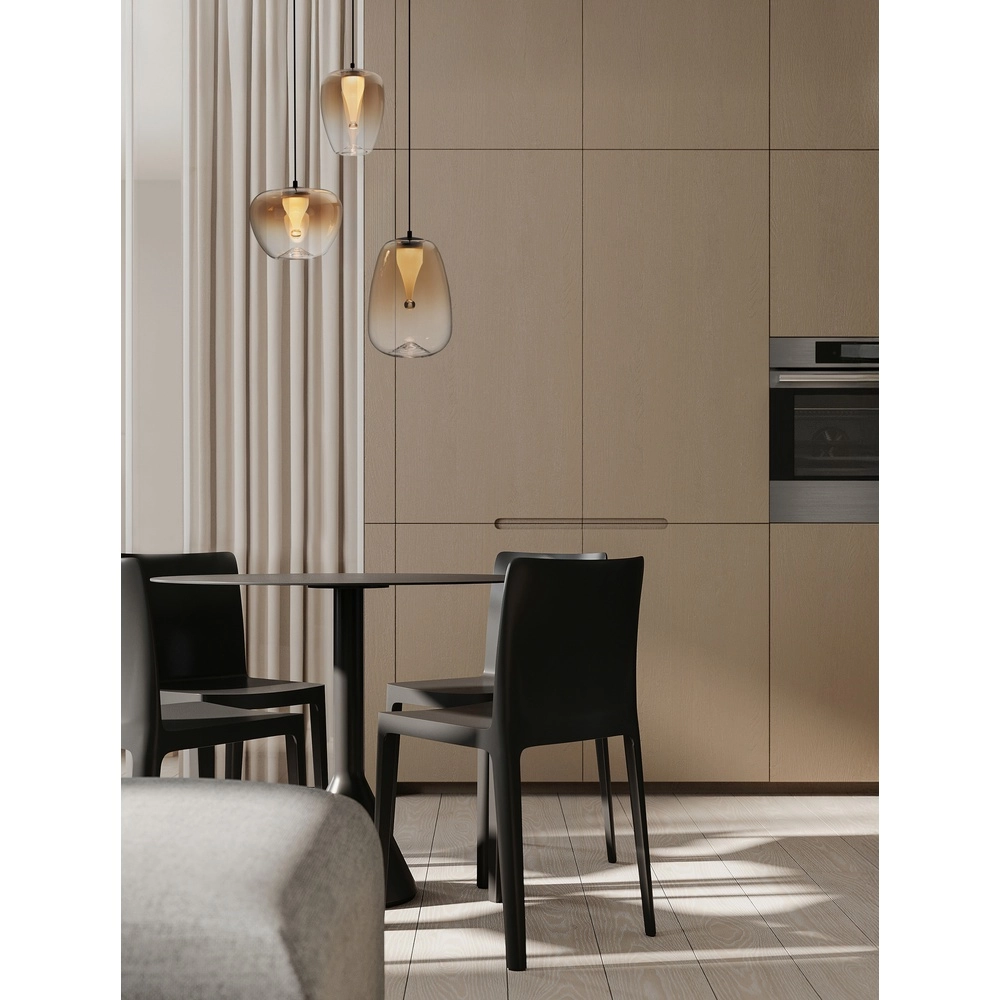 Design pendant lamp Oblo 3-light amber glass Lyora 5212017474131