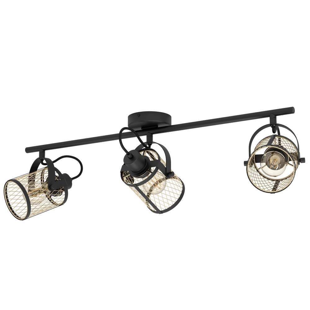 3-light ceiling lamp Dellow black with gold