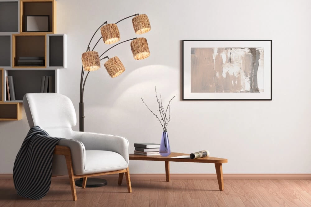 Arc lamp Hyazinthe rattan 5-light Fischer & Honsel 4003694404440