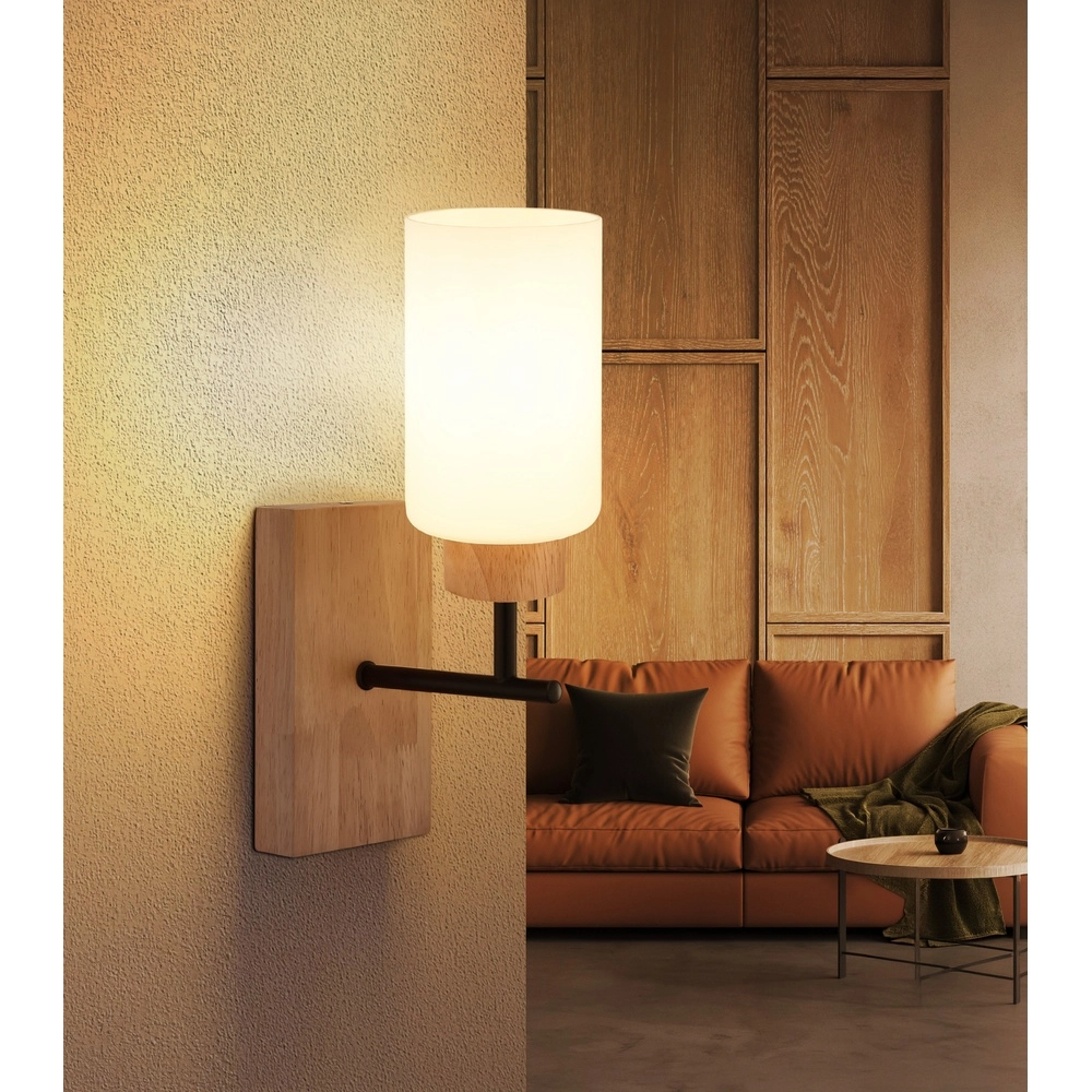 Wall light Rowena wood with black Globo 9007371586981
