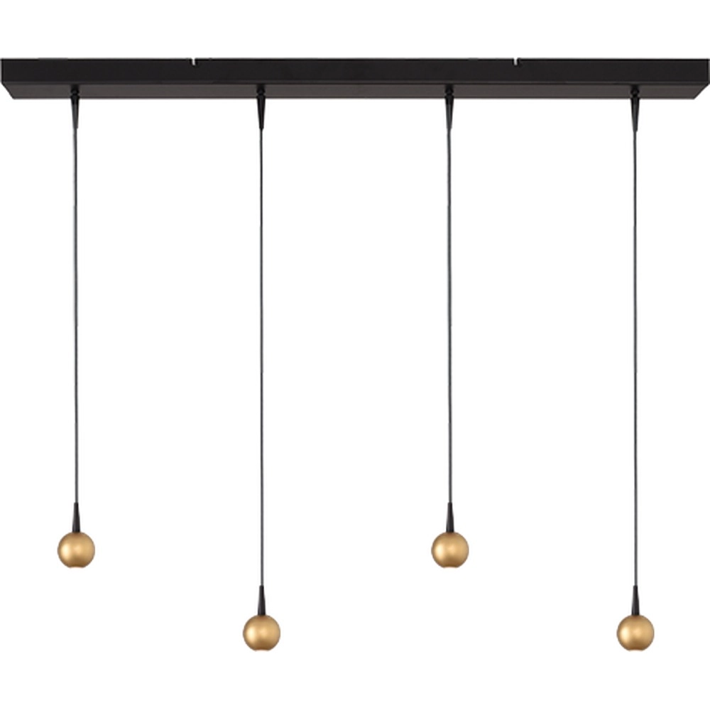 4-light pendant lamp Talana black with gold Ø 6cm DTW