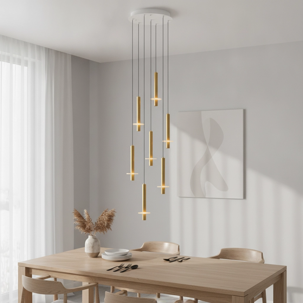 Design pendant lamp Noemi gold with white Ø 47cm