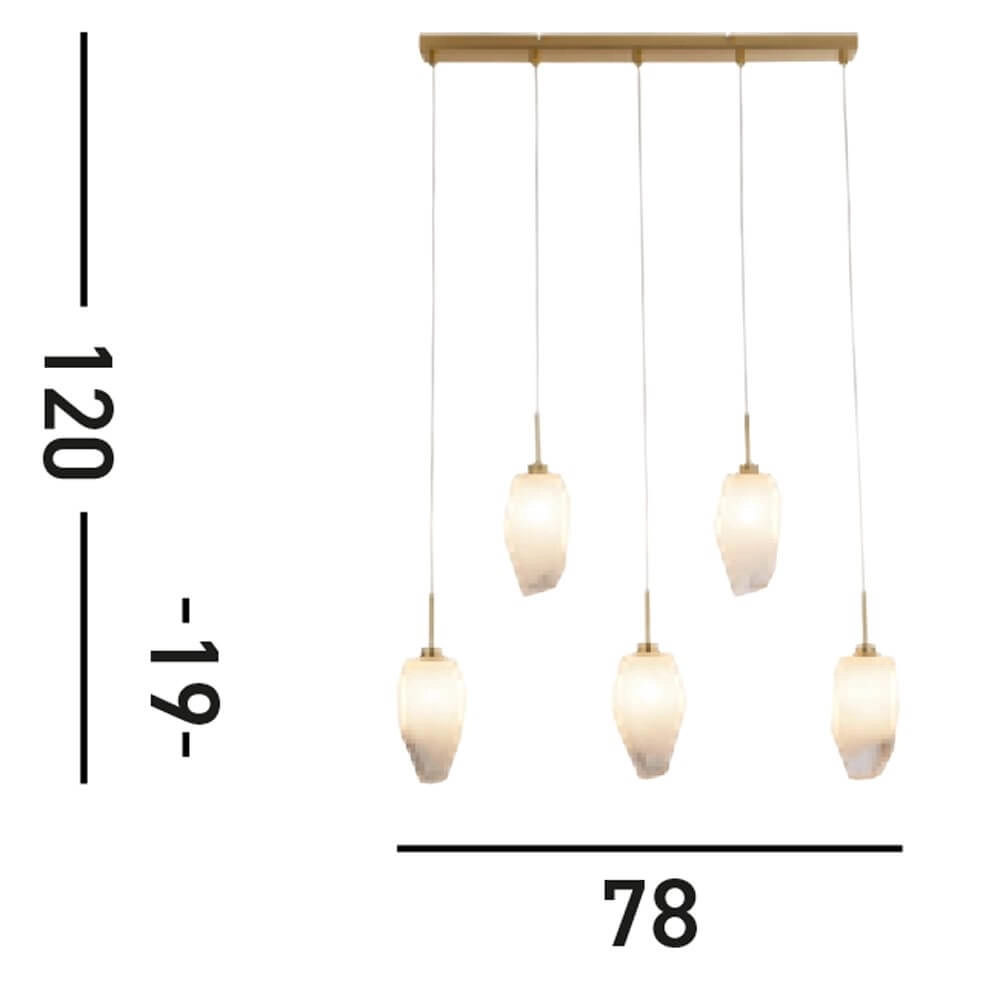 5-light pendant lamp Rocky with white glass Searchlight 5053423264240