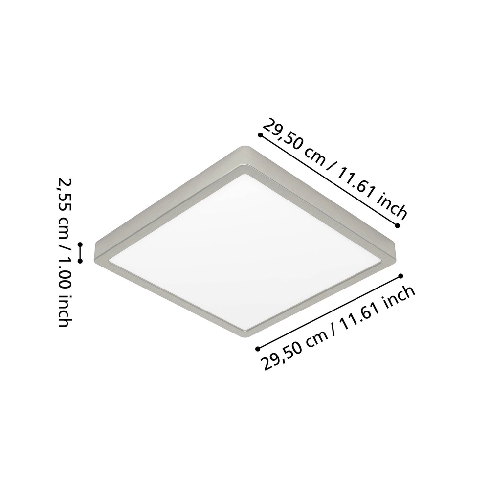 Ceiling light IP44 Fueva 6-Z Square - Stainless Steel - 29.5x29.5cm Eglo 9008606330645