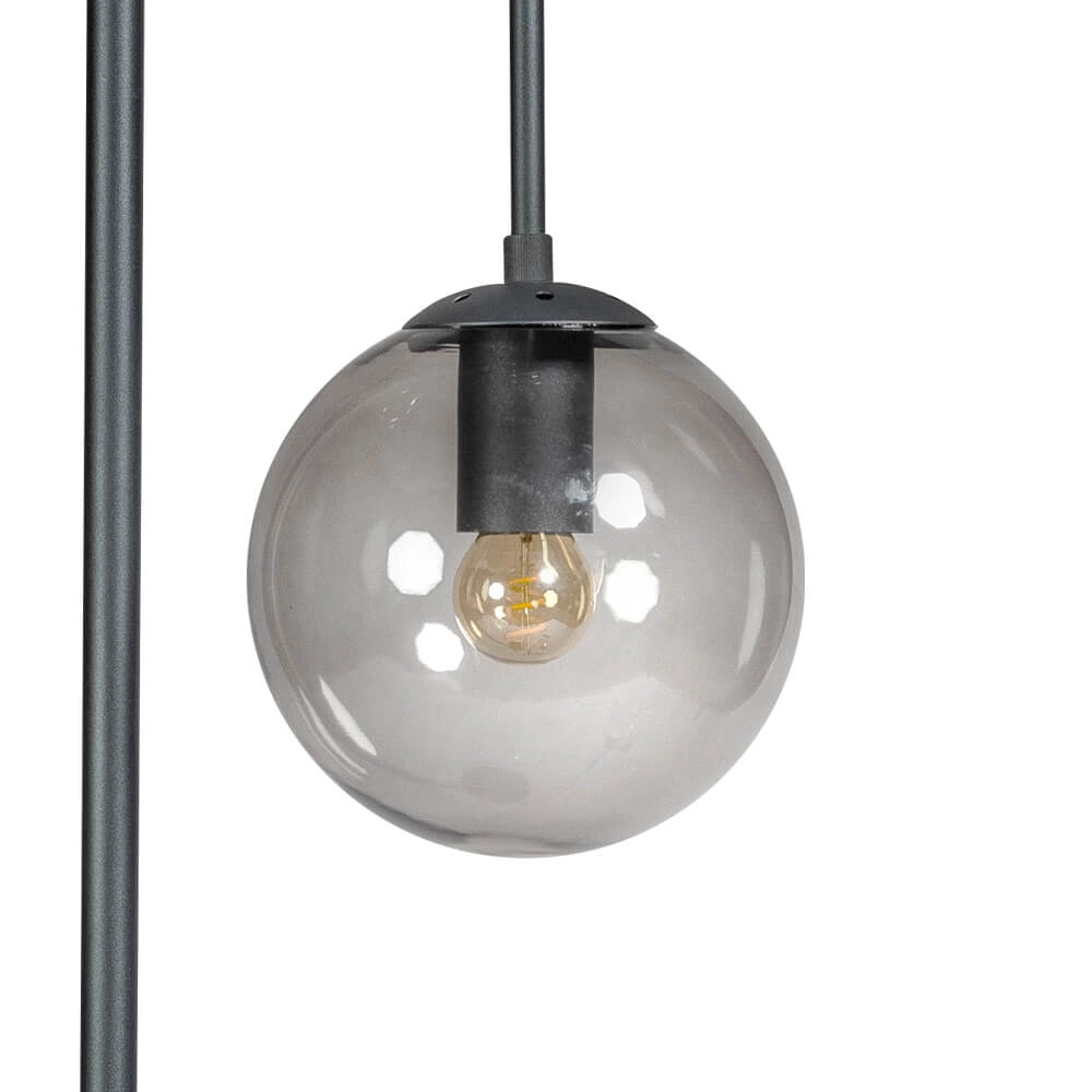 Design floor lamp Davina 3-light black with smoke glass ETH 8720195302766