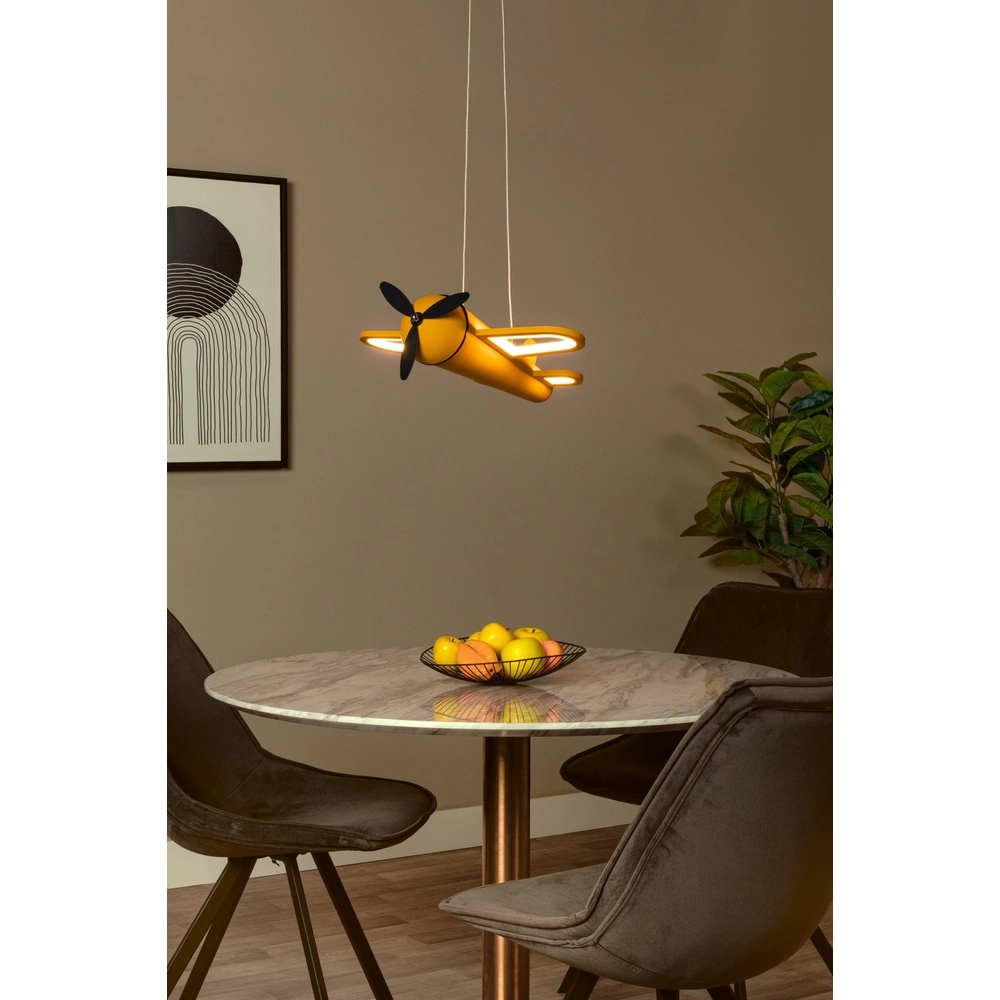 Children's room pendant lamp Fokker Airplane Yellow Lucide 5411212771483