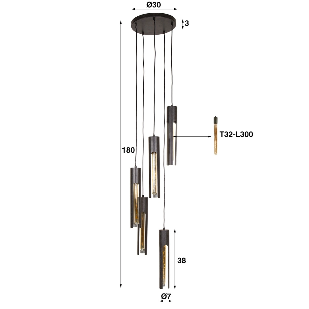 5L pendant lamp Tube black - E27 Lyora 8716803511354