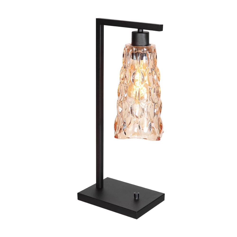 Table lamp Vidrio black with amber glass
