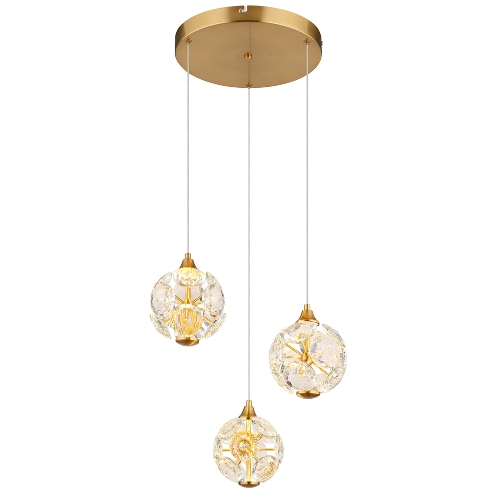 3-light pendant lamp Virina gold Ø 65cm